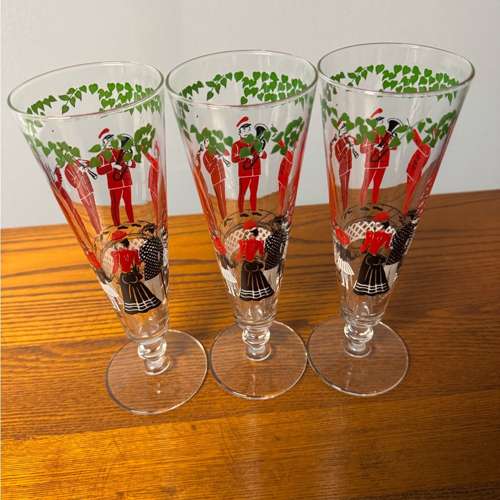 Libbey Brass Band ~ Stemmed Cocktail Glasses Set of 3 ~ Great Condition